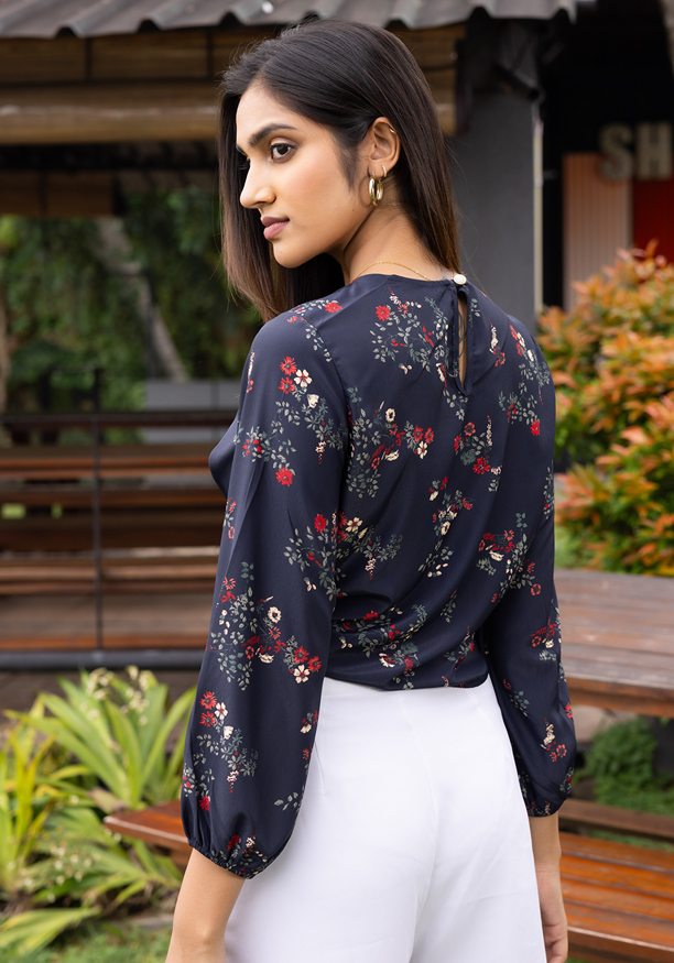 CAMILA BLUE LONG SLEEVE BLOUSE